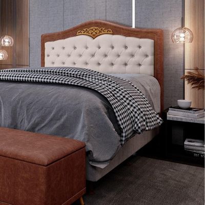Cabeceira Cama Box Casal Queen 160Cm Imperial J02 Facto Marrom/Bege