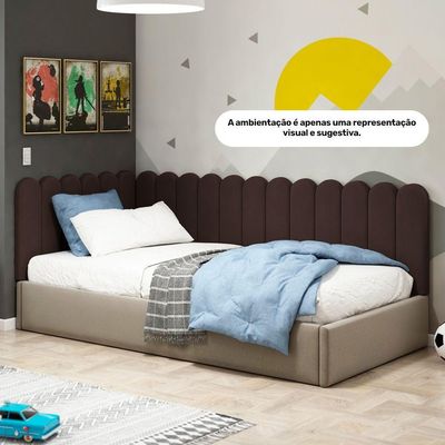 Painel Cabeceira Cama Box Solteiro Lana 90cm Sintético Marrom - Desk Design
