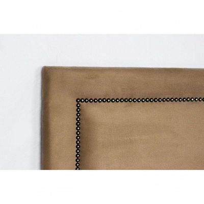 Cabeceira Casal Reta Luxo 140x60 Suede Bege - Tachas Fumê