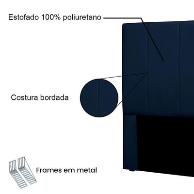 Cabeceira King 1,95m Sevilha Suede Azul Marinho - Pallazio