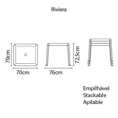 Mesa Quadrada Tramontina Riviera Basic Em Polipropileno Branco Tramontina
