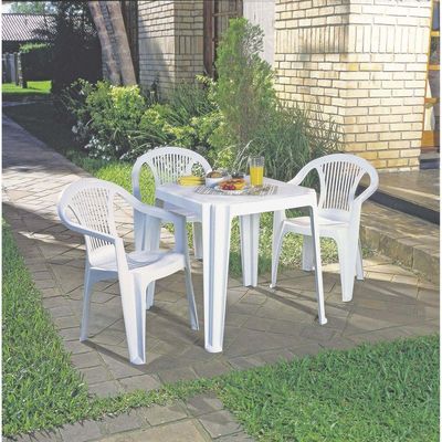 Mesa Quadrada Tramontina Riviera Basic Em Polipropileno Branco Tramontina