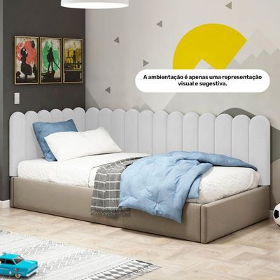 Painel Cabeceira Cama Box Solteiro Lana 100cm Sintético Branco - Desk Design