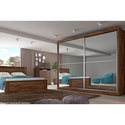 Guarda Roupa Casal 2 Portas De Correr E 4 Gavetas C/ Espelho Verona Plus Branco - Europa