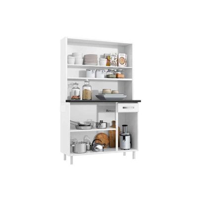 Kit De Cozinha Compacta Rubi Smart C/6 Portas E 1 Gaveta 105cm Branco/preto - Telasul