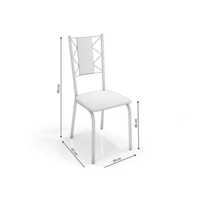 Kit Mesa Loire C- Tampo de Vidro 150cm + 6 Cadeiras Lisboa Cromada Branco