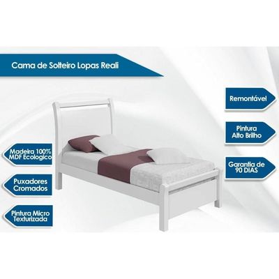 Cama Solteiro Reali Rovere/Amêndoa - Lopas
