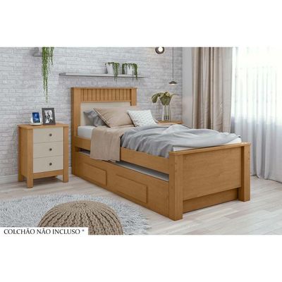 Cama Solteiro Athenas 2 Gavetas C/auxiliar Branco - Lopas