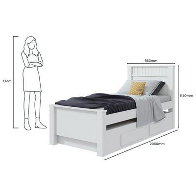 Cama Solteiro Athenas 2 Gavetas C/Auxiliar Branco - Lopas