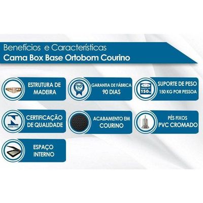 Cama Box Baú Casal Universal Courano Black (138x188x35) - Ortobom
