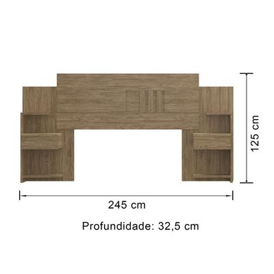 Cabeceira Casal Extensível c/2 Mesas De Apoio Wood Wood