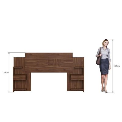 Cabeceira Casal Extensível Com 2 Mesas De Apoio Ônix Decibal - Wengue Wengue