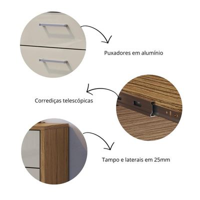 Cômoda 6 Gavetas Prime Cm3060 Decibal Naturalle Cristalo