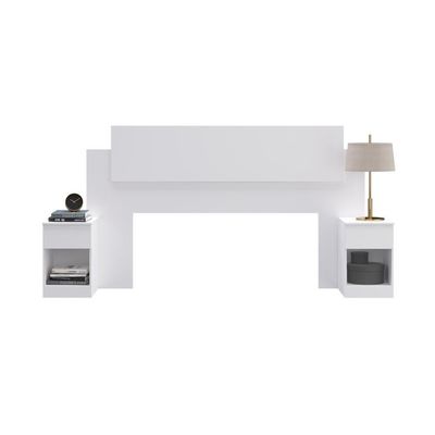 Cabeceira Com 2 Mesas De Apoio Garnet Decibal Branco Branco