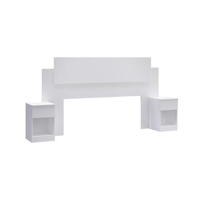 Cabeceira Com 2 Mesas De Apoio Garnet Decibal Branco Branco