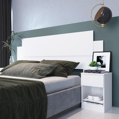 Cabeceira Com 2 Mesas De Apoio Garnet Decibal Branco Branco