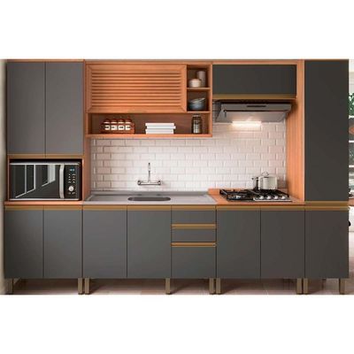 Gabinete De Cozinha Modulado Balcão Macadâmia C/ Tampo E 2 Portas 80cm Freijo/branco - Telasul