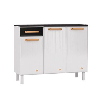 Gabinete De Cozinha Modulado Balcão Diamante Smart Portas E Gaveta C/ Tampo cm Branco/pretoTelasul