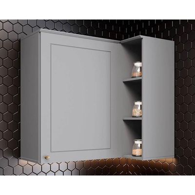 Armário De Cozinha Modulado Canto Reto Americana C/ 1 Porta 83cm Cinza - Henn