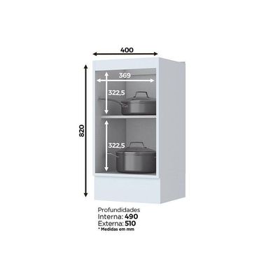 Gabinete De Cozinha Modulado Balcão Americana 1 Porta S/ Tampo 40cm Cinza - Henn