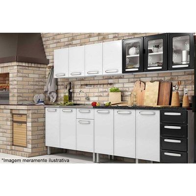 Gabinete De Cozinha Modulado Balcão Evidence 7024 3 Portas 2 Gavetas S/ Tampo Branco - Bertolini