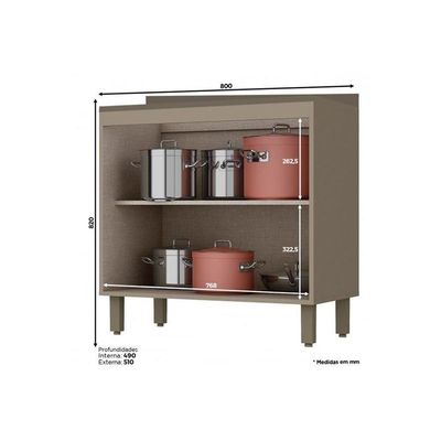 Gabinete De Cozinha Modulado Balcão Connect 2 Portas C/ Tampo Duna/cristal - Henn