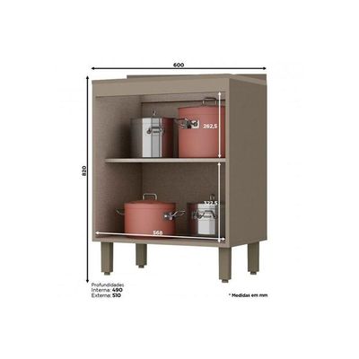 Gabinete De Cozinha Modulado Balcão Connect C/ 2 Portas C/tampo Duna/cristal - Henn