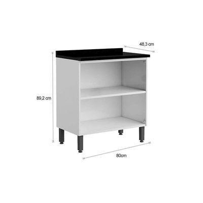 Gabinete De Cozinha Modulado Balcão Evidence 7120 2 Portas C/ Tampo Branco - Bertolini
