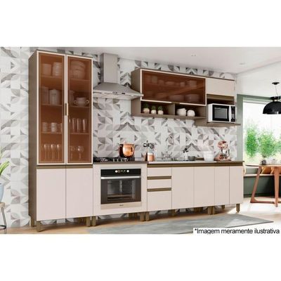 Gabinete De Cozinha Modulado Balcão Connect C/ 2 Portas C/tampo Duna/cristal - Henn