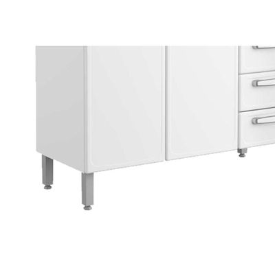 Gabinete De Cozinha Modulado Balcão Evidence 7126 2 Portas E 4 Gavetas C/tampo Branco - Bertolini