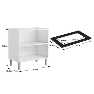 Gabinete De Cozinha Modulado Balcão P/ Cooktop Evidence 7174 2 Portas Branco - Bertolini