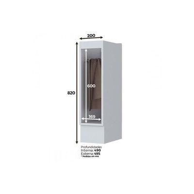 Módulo Cozinha Henn Americana Balcão C/ Porta Toalha S/ Tampo Branco