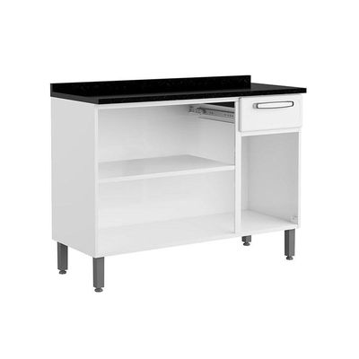 Gabinete De Cozinha Modulado Balcão Evidence 7122 3 Portas E 1 Gaveta C/ Tampo Branco - Bertolini