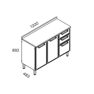 Gabinete De Cozinha Modulado Balcão Estilo Portas E Gavetasc/tampo Cinza/grafiteBertolini