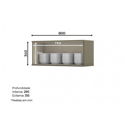 Armário De Geladeira P/ Cozinha Connect 80 C/ 1 Porta Basculante Duna/cristal - Henn