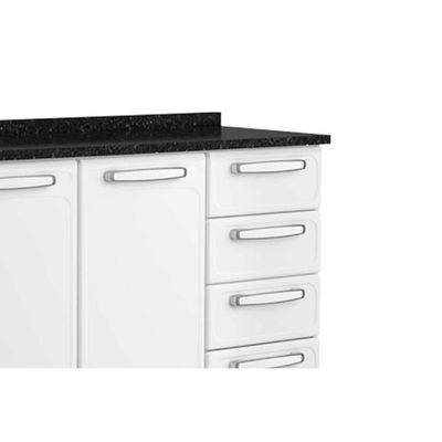Gabinete De Cozinha Modulado Balcão Evidence 7126 2 Portas E 4 Gavetas C/ Tampo Branco - Bertolini