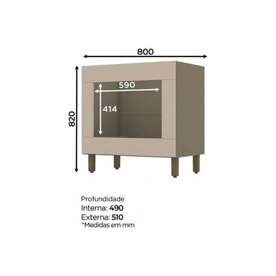 Gabinete De Cozinha Modulado Balcão Connect P/ Forno Embutir Duna/cristal - Henn