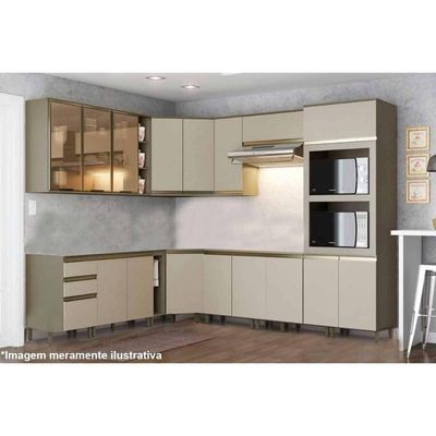Gabinete De Cozinha Modulado Balcão Connect 3 Portas E 2 Gavetas P/ Pia Duna/cristal - Henn