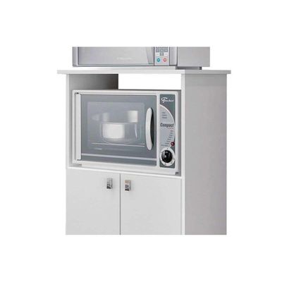 Multiuso De Cozinha Balcão Am1010 C/ 2 Portas E Nicho P/ Microondas Branco - Movelbento