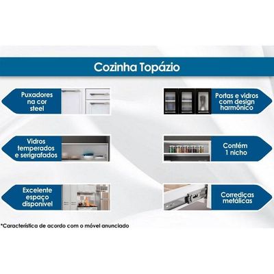 Módulo Cozinha Telasul Topázio Balcão 3 Portas E 3 Gavetas C/tampo 105cm Branco
