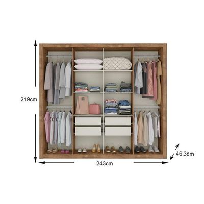 Guarda Roupa 8 Portas E 4 Gavetas C- Espelho Héster Freijo - Carraro