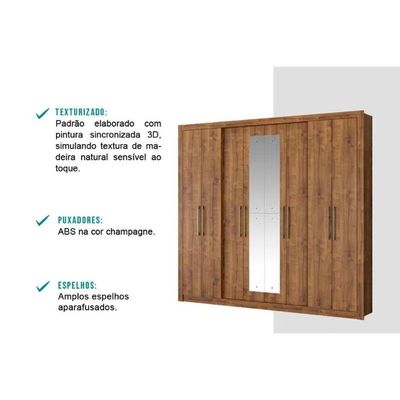 Guarda Roupa 8 Portas E 4 Gavetas C- Espelho Héster Freijo - Carraro