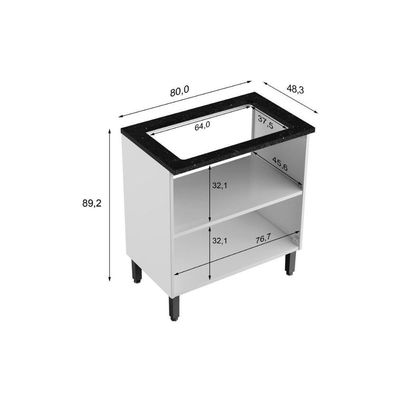 Gabinete De Cozinha Modulado Balcão P/ Cooktop Evidence 7174 C/ 2 Portas Branco - Bertolini
