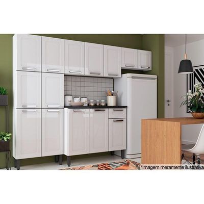 Gabinete De Cozinha Modulado Balcão Múltipla 6112 3 Portas 1 Gaveta C/tampo Branco/preto - Bertolini