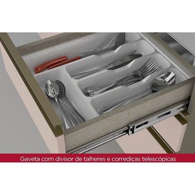 Gabinete P/pia Cozinha Balcão Connect 3 Portas E 2 Gavetas Duna/cristal - Henn