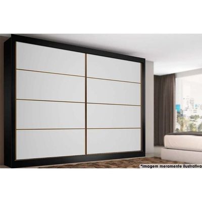 Guarda Roupa 2 Portas De Correr E 6 Gavetas Sevilha Branco-preto - Europa
