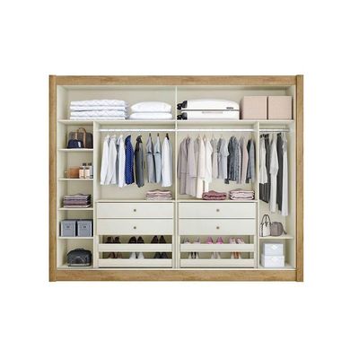 Guarda Roupa 2 Portas De Correr E 4 Gavetas Creta Off White - Europa