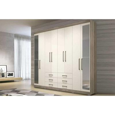 Guarda Roupa 8 Portas E 6 Gavetas C- Espelho E Pés Master 8.6 Jatoba - Santos Andirá