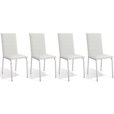 Cadeiras De Cozinha Amsterdã C091 Kit 4 Un Cromada - Assento Branco 106 - Kappesberg