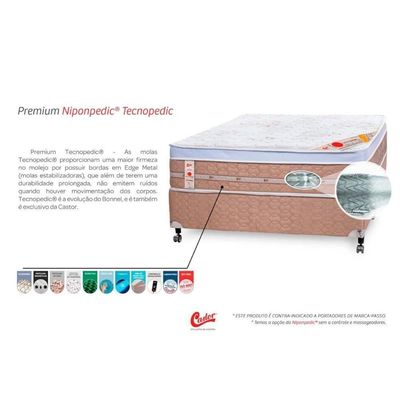Cama Box Baú Colchão Molas Pocket Castor Vibro Massagem Magnético PremiumBase Courano Clean(193x203)